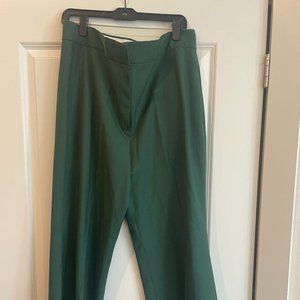 NWT Rebecca Taylor Cavalry Twill Cropped Flare Pants Green / Emerald Size 16